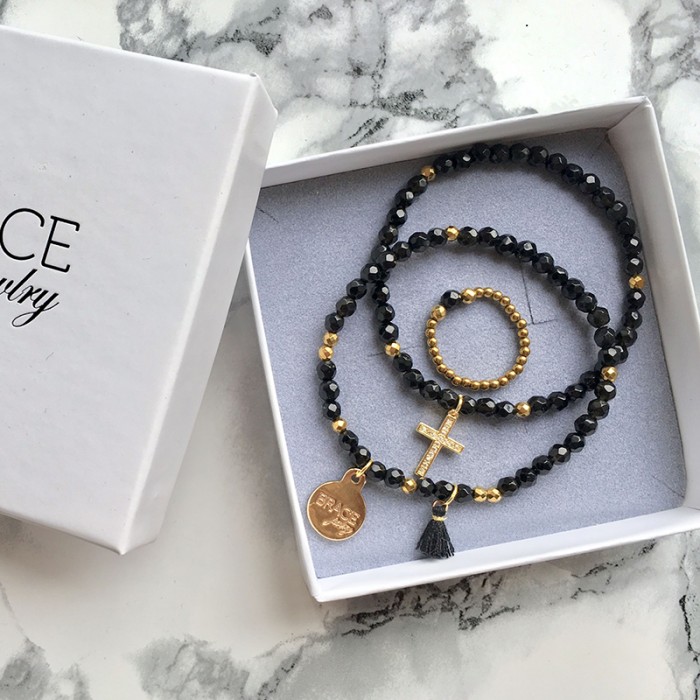 Zestaw Biżuterii Black Soul Agat