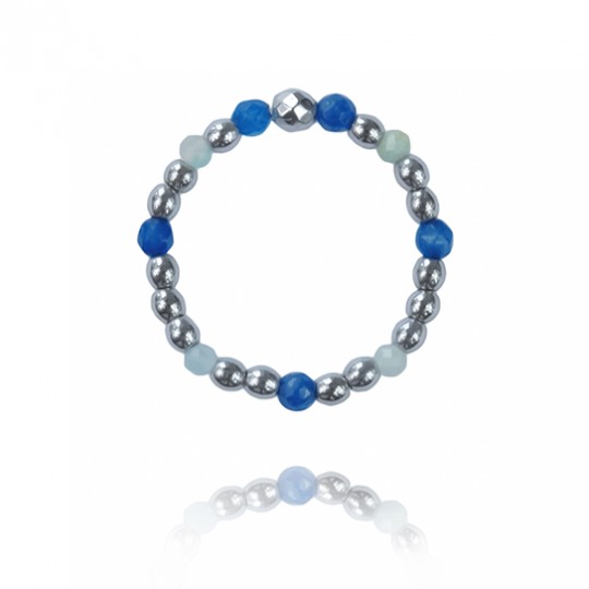 Pierścionek Mix Amazonit&Agat Silver